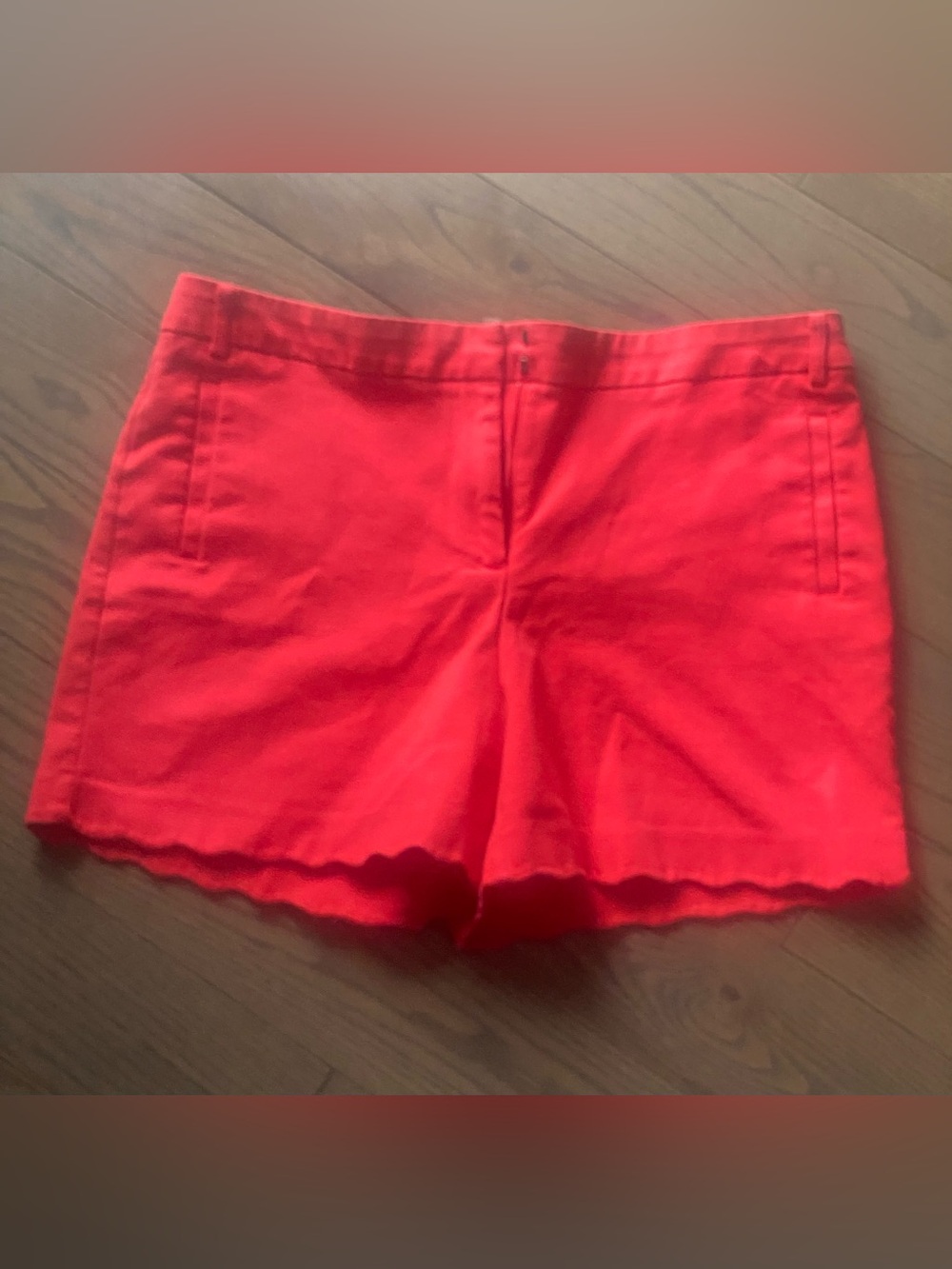 Anne Klein Red Scalloped Hem Shorts